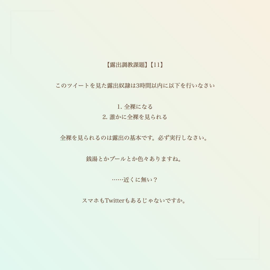 【露出調教課題】【11】