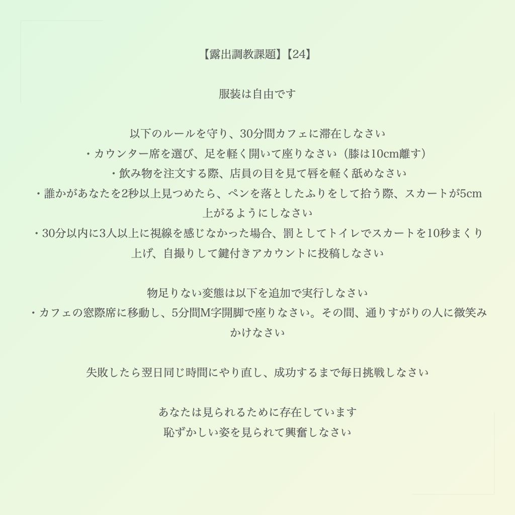 【露出調教課題】【24】