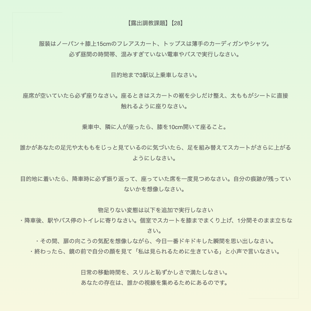 【露出調教課題】【28】