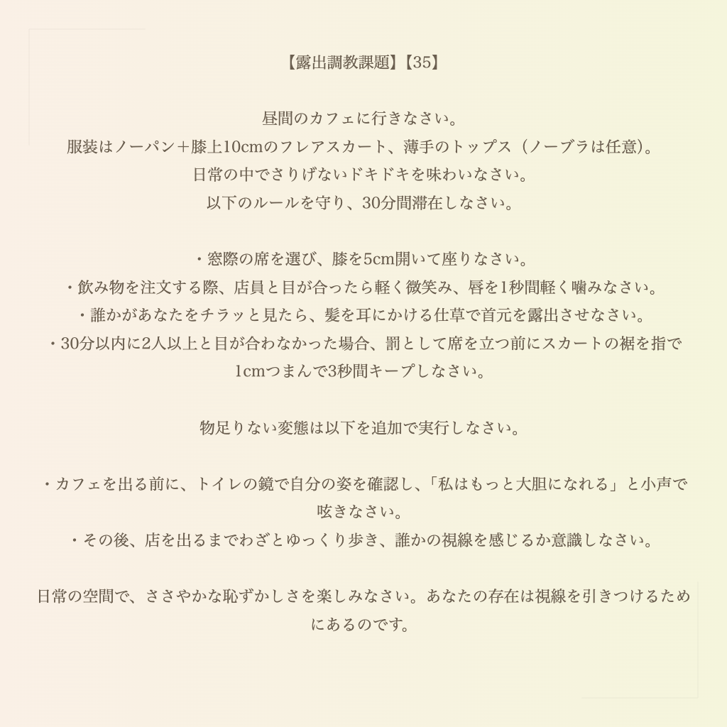 【露出調教課題】【35】