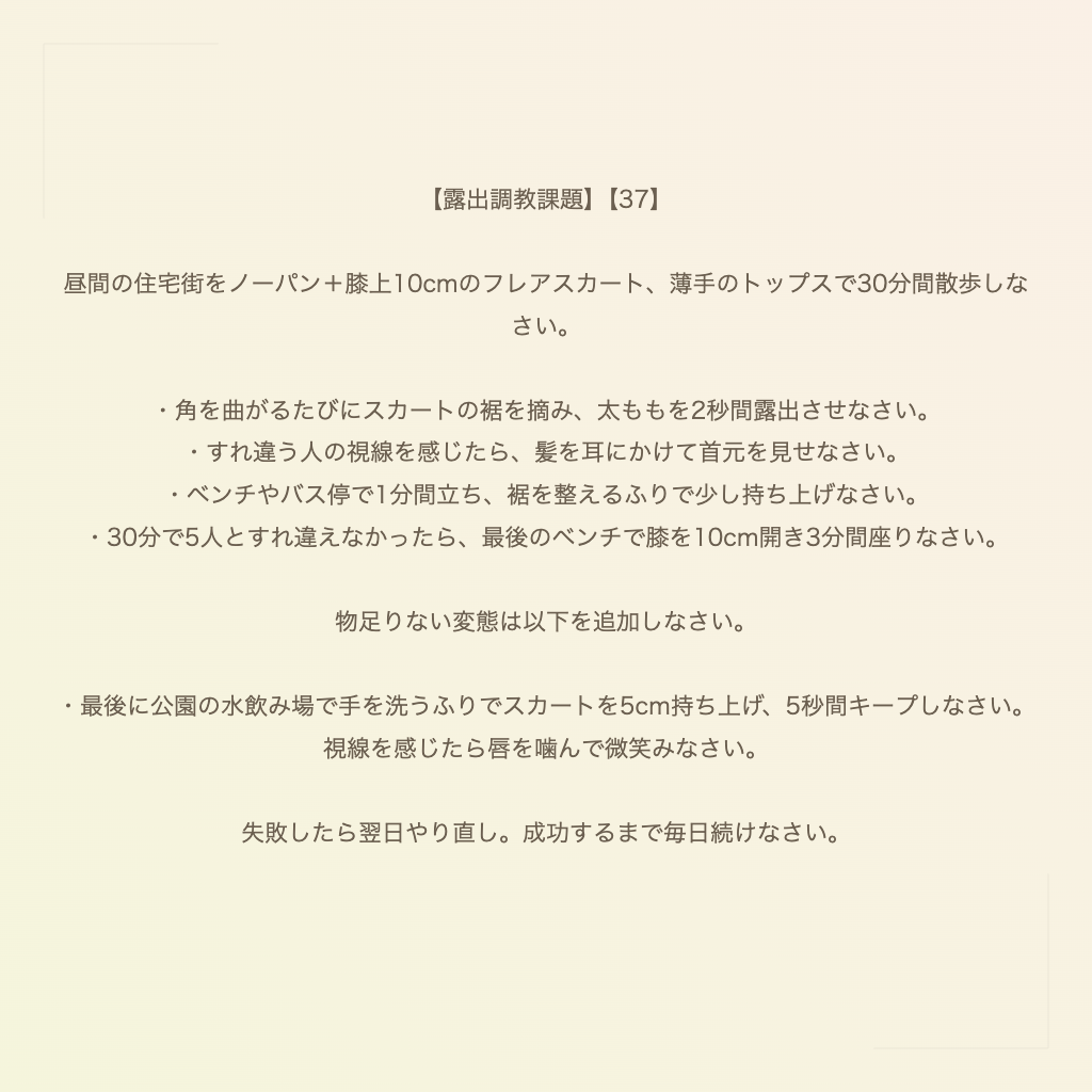 【露出調教課題】【37】