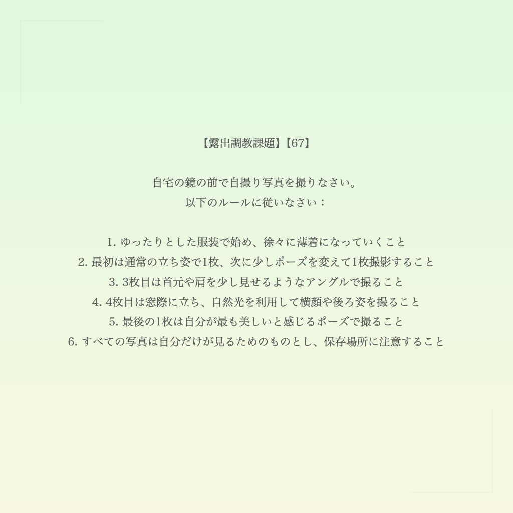 【露出調教課題】【67】