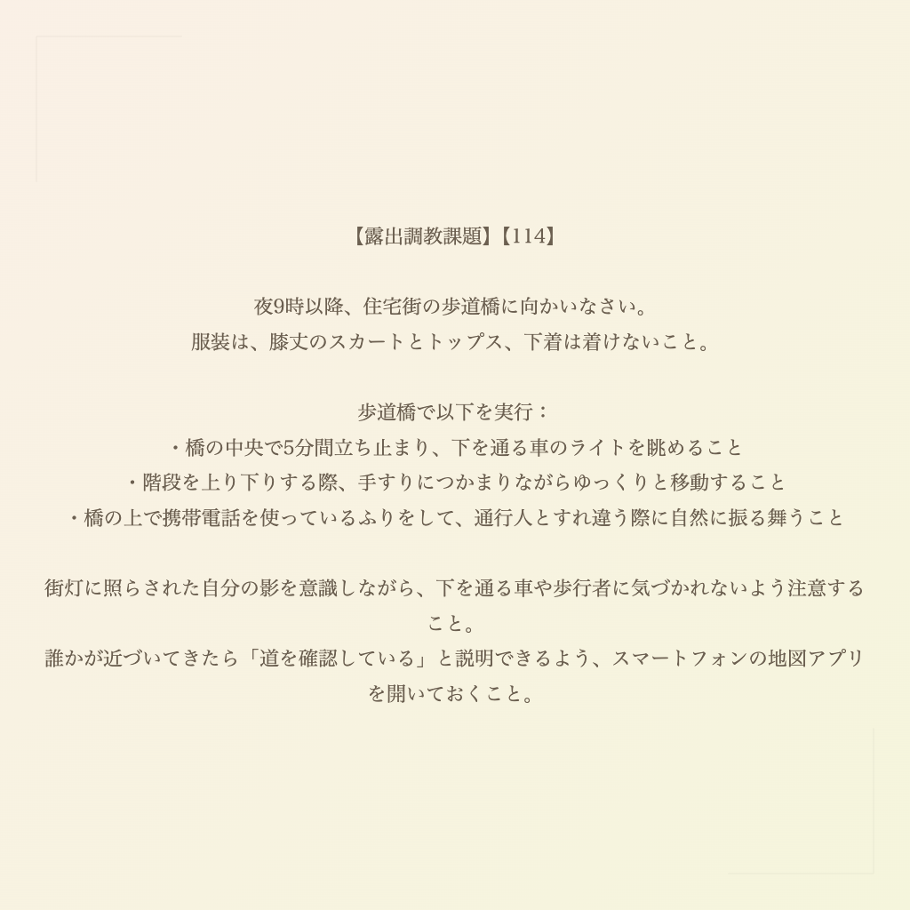 【露出調教課題】【114】