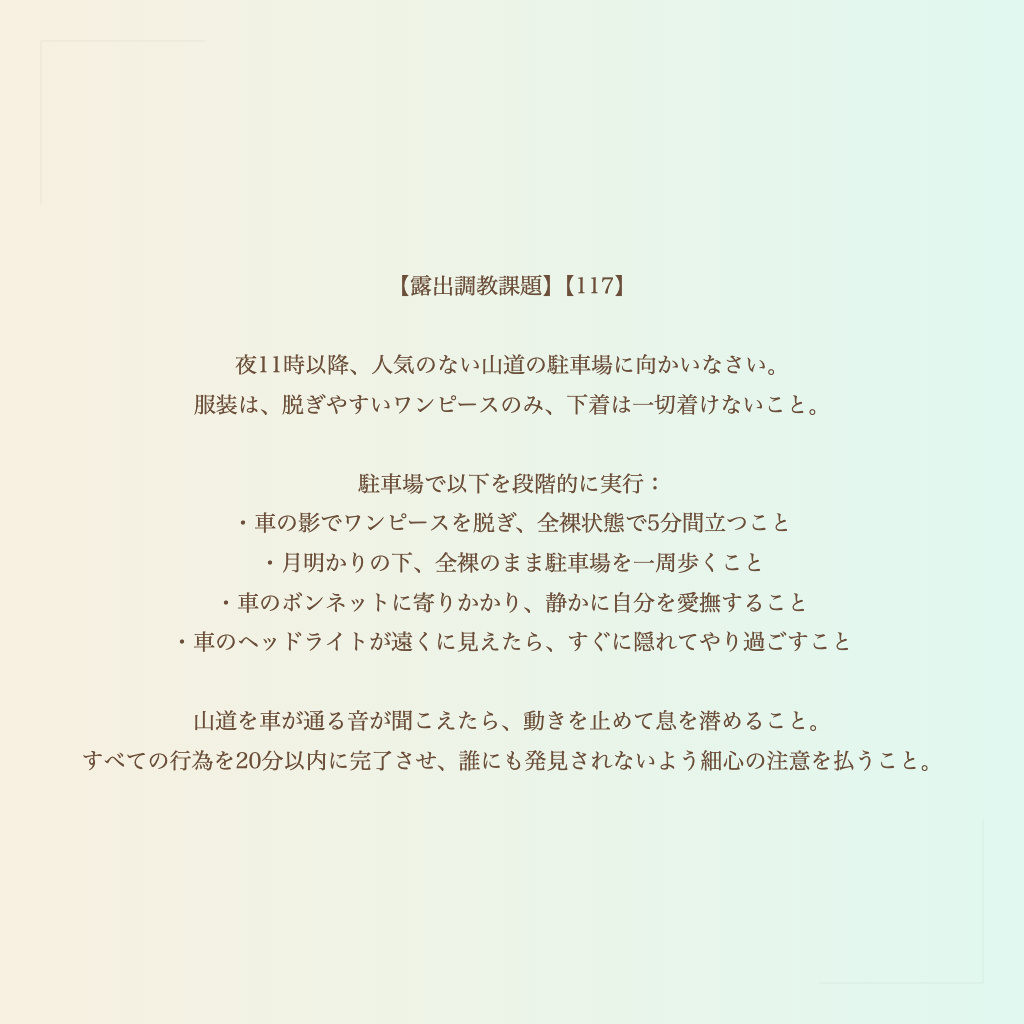 【露出調教課題】【117】