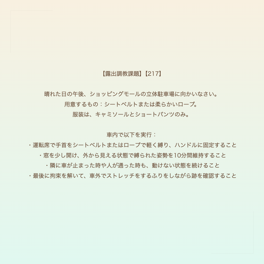 【露出調教課題】【217】