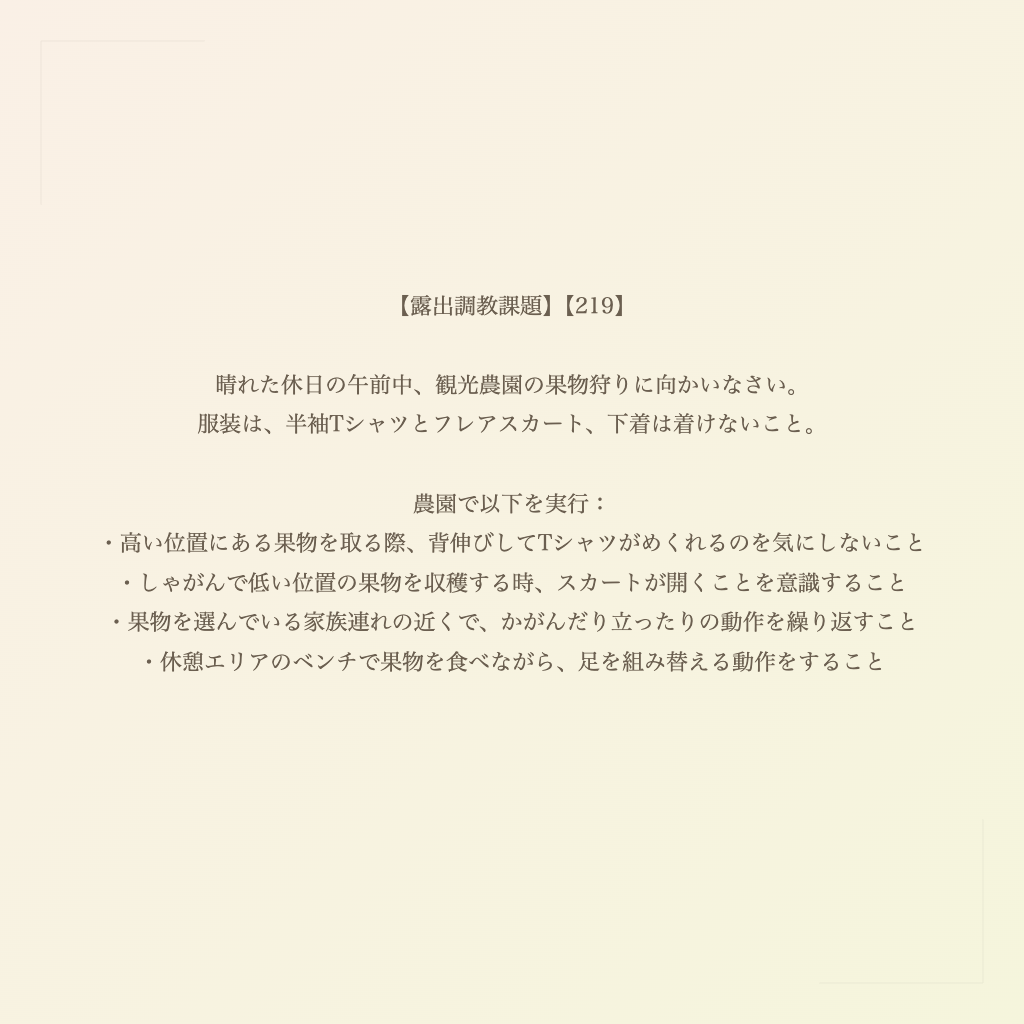 【露出調教課題】【219】