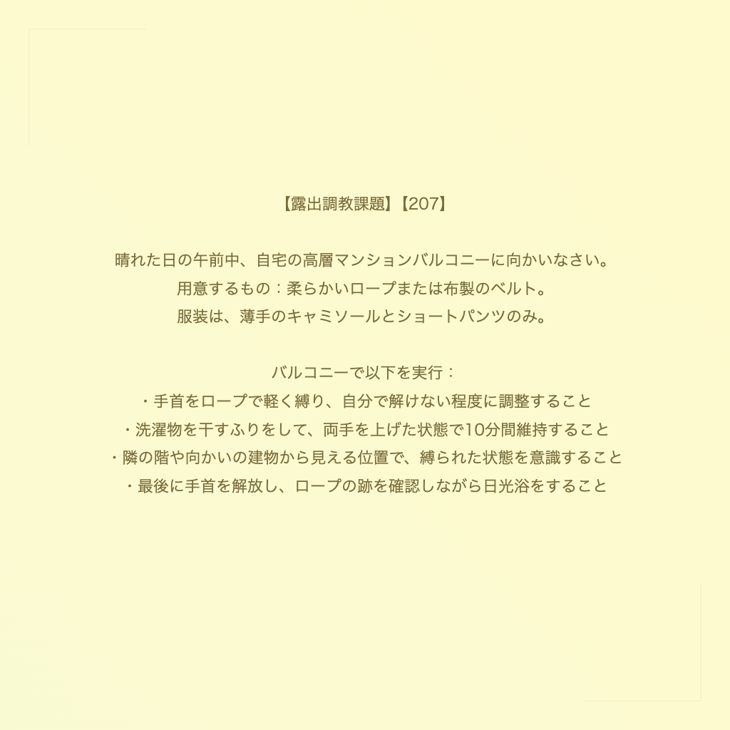 【露出調教課題】【207】